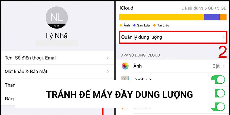 Tránh để máy đầy dung lượng